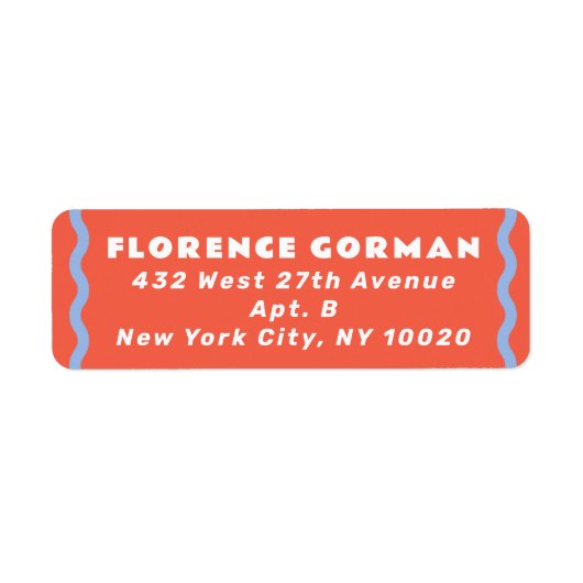 Koraal en Frans Blue Wavy Lijst Etiket (Voorkant)