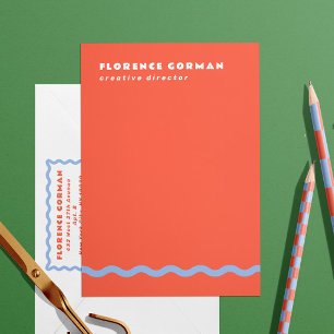 Koraal en Frans Blue Wavy Lijst Persoonlijk Bedankkaart