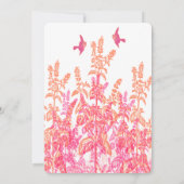 Koraal en Fuchsia Bloedkoraal  Vogelbruiloft uitno Kaart (Achterkant)