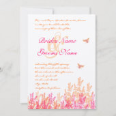Koraal en Fuchsia Floral Bumble bee Wedding Invita Kaart (Voorkant)