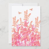 Koraal en Fuchsia Floral Bumble bee Wedding Invita Kaart (Achterkant)
