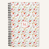 Koraal en geel Floral Monogram Magnetisch Blocnote Notitieboek (Voorkant)