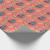 Koraal en geel paisley, op grote schaal cadeaupapier (Hoek)