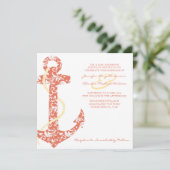 Koraal- en geelanker-strand uitnodiging voor bruil (Staand voorkant)