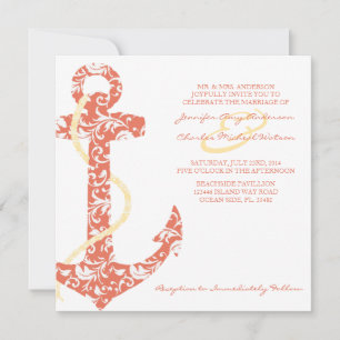 Koraal- en geelanker-strand uitnodiging voor bruil