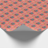 Koraal- en gele paisley cadeaupapier (Hoek)