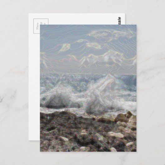 Koraal en golven briefkaart (Voorkant / Achterkant)