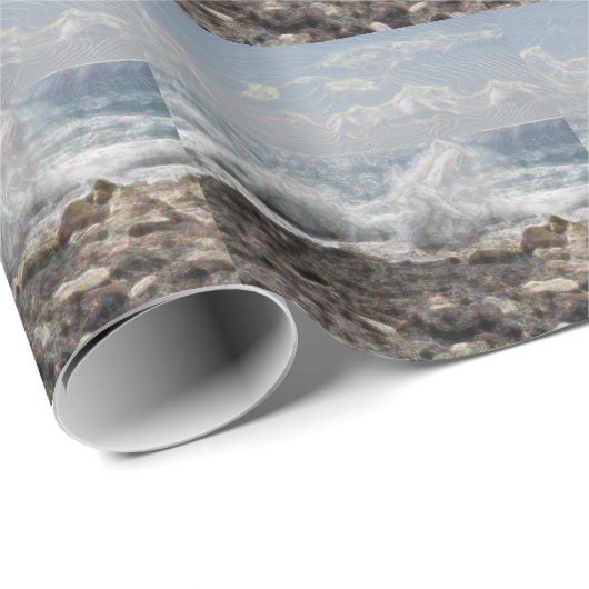 Koraal en golven cadeaupapier (Rol Hoek)