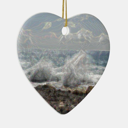 Koraal en golven keramisch ornament (Rechts)