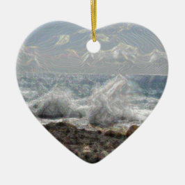 Koraal en golven keramisch ornament