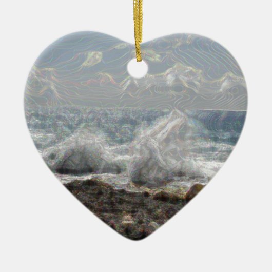 Koraal en golven keramisch ornament (Voorkant)