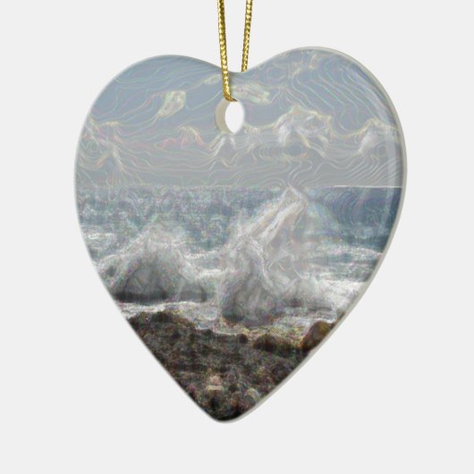 Koraal en golven keramisch ornament (Links)