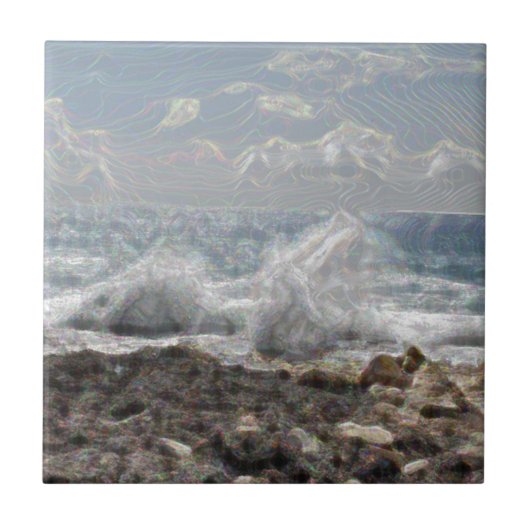 Koraal en golven tegeltje (Voorkant)