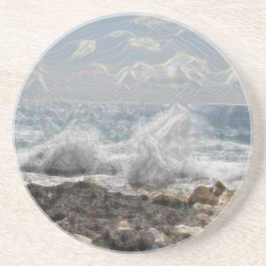 Koraal en golven zandsteen onderzetter (Voorkant)