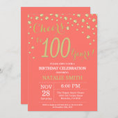 Koraal en goud 100ste verjaardag diamant kaart (Voorkant / Achterkant)