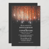 Koraal en Goud Bruiloft String Lights uitnodigen Kaart (Voorkant / Achterkant)