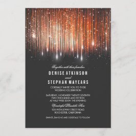 Koraal en Goud Bruiloft String Lights uitnodigen Kaart