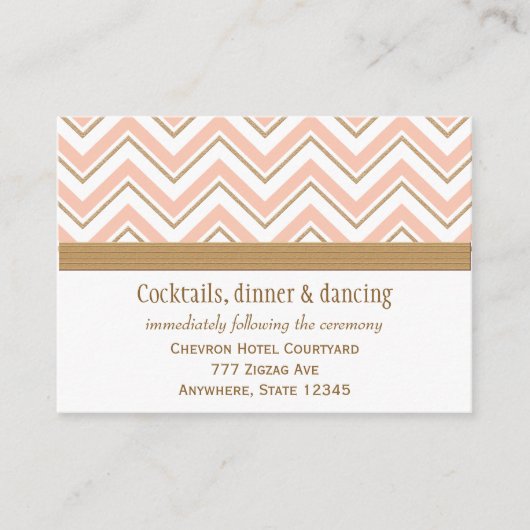 Koraal en goud Chevron Receptie Enclosure Kaarten (Voorkant)