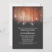 Koraal en Goud Engagement Party String Lights Kaart (Voorkant)