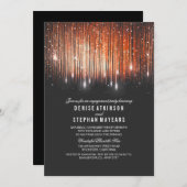 Koraal en Goud Engagement Party String Lights Kaart (Voorkant / Achterkant)