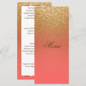Koraal en Goud Glitter Menu (Voorkant / Achterkant)