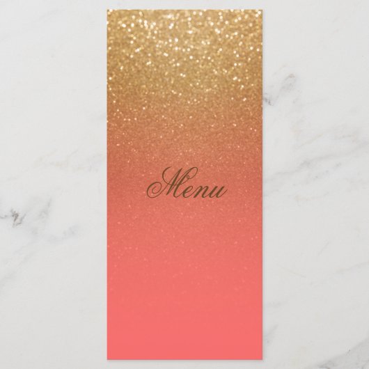 Koraal en Goud Glitter Menu (Voorkant)