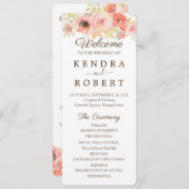 Koraal en Goud Roos Wedding Itinerary Programma Programmakaart (Voorkant / Achterkant)