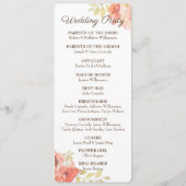 Koraal en Goud Roos Wedding Itinerary Programma Programmakaart (Achterkant)