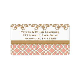 Koraal en Goud Terugkeeradresetiketten Douane Etiket