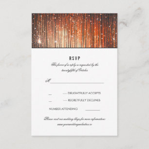 Koraal en Gouden Bruiloft String Lights RSVP Kaartje