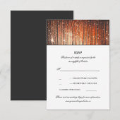 Koraal en Gouden Bruiloft String Lights RSVP Kaartje (Voorkant / Achterkant)