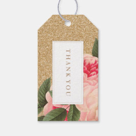 Koraal en Gouden Glitter Bruiloft Favor Gift Hang  Cadeaulabel