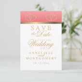 Koraal en Gouden Harten - Save the Date (Staand voorkant)