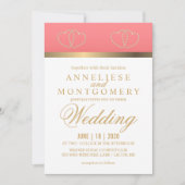 Koraal en gouden harten - Uitnodiging (Voorkant)