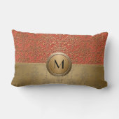 Koraal en Gouden Monogram Damast Patroon Kussen (Achterkant)