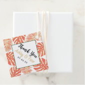 Koraal en gouden tropische bladeren bruiloft Dank Bedankjes Labels (In situ)