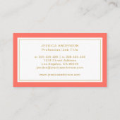 Koraal en goudlegant visitekaartje (Achterkant)