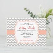 Koraal en Gray Chevron Kaart (Staand voorkant)