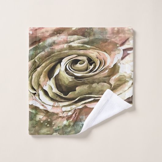 Koraal en grijs artistiek Romantisch Roos Bad Handdoek (Wasdoekje)