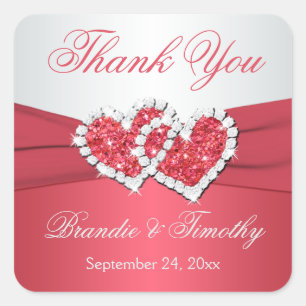 Koraal en grijs bruiloft gunst Sticker