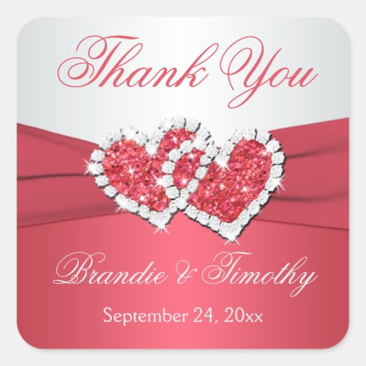 Koraal en grijs bruiloft gunst Sticker (Voorkant)