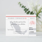 Koraal en Grijs RSVP Instapkaart NAAR MEXICO (Staand voorkant)