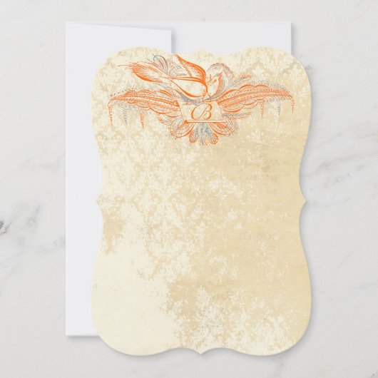 Koraal en grijs  Vlaams Vogelhuwelijk uitnodigen Kaart (Voorkant)