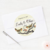 Koraal en Grijs  Vogels Trouwstickers Ronde Sticker (Envelop)