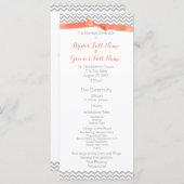 Koraal en grijs zigzag patroon bruiloft programma programmakaart (Voorkant / Achterkant)