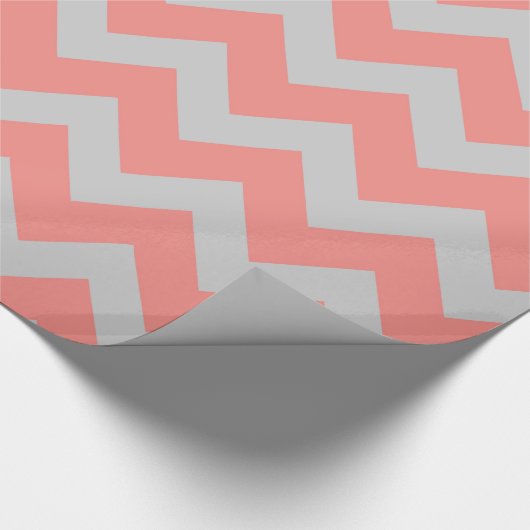 Koraal en grijze Chevron Cadeaupapier (Hoek)