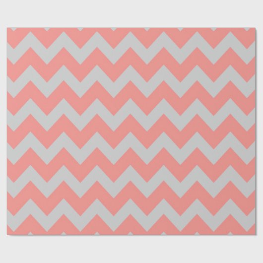 Koraal en grijze Chevron Cadeaupapier (Vlak)