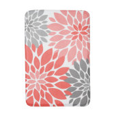 Koraal en grijze Chrysanthema's Floral Pattern Badmat (Voorkant Verticaal)