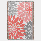 Koraal en grijze Chrysanthema's Floral Pattern Deken (Voorkant Verticaal)