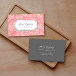 Koraal en grijze Vintage Floral Visitekaartje<br><div class="desc">Betaalbare aangepaste afgedrukte visitekaartjes met eenvoudige sjablonen voor aanpassing. Gebruik de ontwerphulpmiddelen om uw bedrijfsnaam en contactinfo toe te voegen. Geef de tekstdoopvonten en de kleuren uit of upload uw logo en foto's aan creëer een uniek visitekaartje van de douane of het roepen van kaartontwerp. Dit vrouwelijke ontwerp is voorzien...</div>